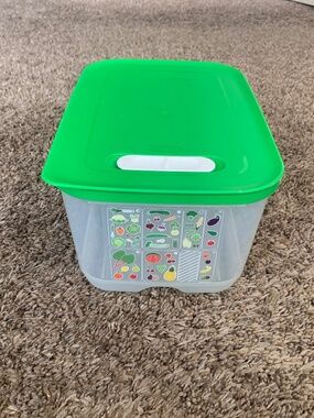Tupperware Fridgesmart 4.4L Storage Food Prep Container Clear w/Green Lid